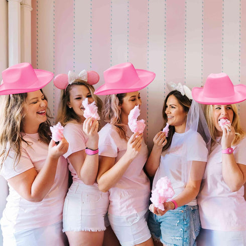 MEMOVAN Pink Cowgirl Hat for Women Girls Western Cowboy Cowgirls Hats Felt Cowboy Hat Retro Wide Brim Western Hat for Disco Cowgirl Cosplay Bachel...