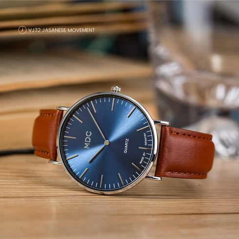 Infantry MDC Mens Minimalist Wrist Watch, Genuine Leather Watches for Men, Ultra Thin Quartz Analog Wristwatch, Dress Casual Business Style...