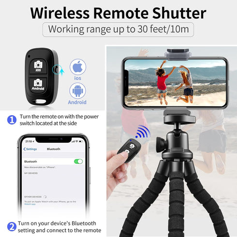 Aureday Phone Tripod, Flexible Tripod for iPhone and Android Cell Phone, Portable Small Tripod with Wireless Remote and Clip for Video Recording/V...