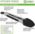Small Serving Tongs with Silicone Tips 7 Inch Mini Stainless Steel Food Tongs, Set of 3 (Black)...