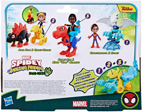 Spidey and his Amazing Friends Marvel Dino-Webs Spidey-Rex & Miles “Spin” Morales 4-inch-Scale Spider-Man Action Figure Set, Toys for Kids...