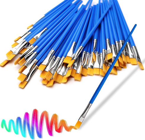 100Pcs Paint Brushes for Acrylics Painting Kids Paintbrushes Flat Nylon Hair Crafts Brush Small Oil Watercolors Artist Supplies Bulk for Children ...