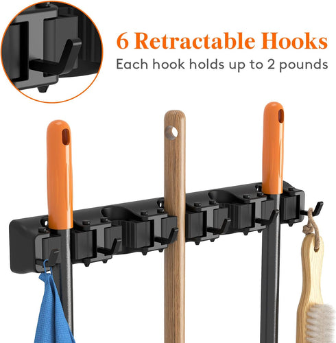 Lifewit Mop and Broom Holder Wall Mount, Anti-Slip Broom Hanger for Kitchen Organization, Heavy Duty Cleaning Supplies Organizer, Easy Install Too...