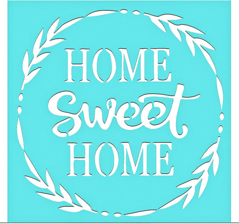 Silkscreen Stencil for Painting on Wood - 10x10 Inch Home Sweet Home Adhesive Mesh Transfer Stencils Template - Reusable Paint Stencil for Signs, ...