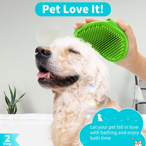 3PCS Dog Bath Brush | Dog Shampoo Brush | Dog Scrubber for Bath | Dog Bath Brush Scrubber | Dog Shower/Washing Brush with Adjustable Ring Handle f...