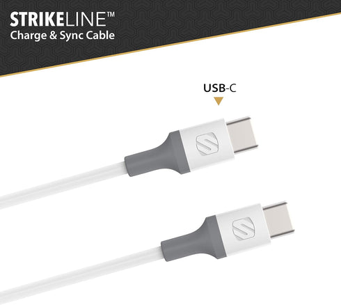 Scosche CC4WG-SP Strikeline USB-C to USB-C Sync Charging Cable, 4 Feet, White/Gray...