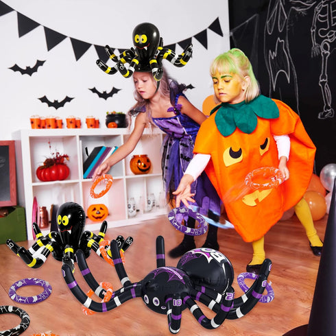 Max Fun Halloween Ring Toss Game Inflatable Spiders Set 2Pack for Kids Carnival School Halloween Party Favor Supplies Holiday Decoration Outdoor I...