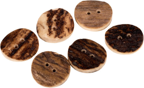 Natural Round Shape Deer, Elk Antler Buttons 3 Sizes 5pieces (25 mm (0.98 inch))...