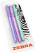Zebra ZGE Gel Ink Stick Pens - Metallic Barrel - 0.7mm - Metallic Set - Green, Pink, Violet - Pack of 3...