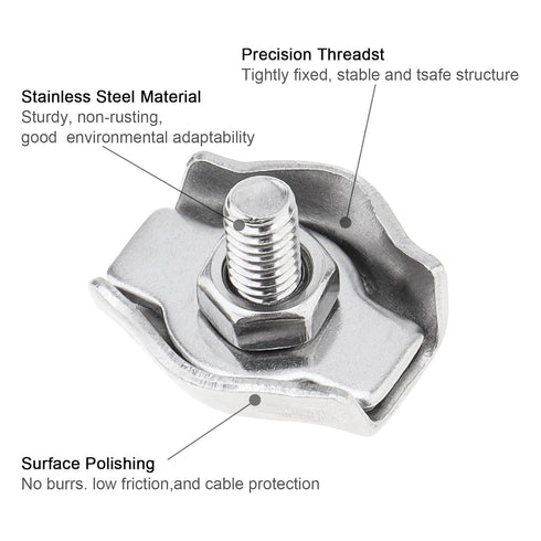 20pcs M3 Single Bolt Wire Rope Clips, PNXKTXO 304 Stainless Steel Simplex Cable Clamps for 2-2.5MM Diameter Wire Cable Saddle Fastener...