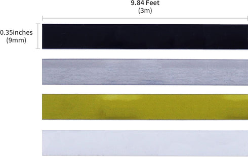 Motex Refill Tape for Embossing Label Maker, 4 Color Tapes, 3/8-Inch (Black, Transparent, Gold, Silver)...