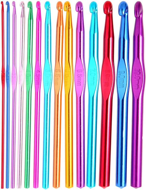 MREIYREI 14PCS Crochet Crochet Sleeve, high Quality Color Aluminum Ergonomic Handle Crochet for Arthritic Hands, Crochet for Arthritic Hands, Beau...