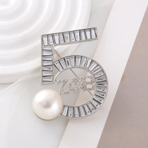Zeta Sorority Brooch Five Numbers Greek Letters Pearl Broach Pin Black Lady Social ZPB Jewelry Gift For Finer Women...