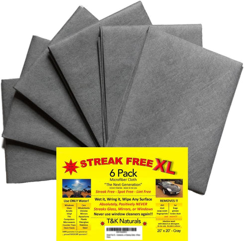 Streak Free XL Microfiber Cloths - Commercial Grade - 6 Pack...