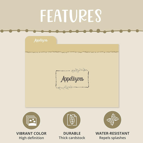 Dekali Designs 4x6 Recipe Card Dividers with Tabs | Set of 24 Recipe Box Dividers on Thick Cardstock + Cooking Measurement Conversion Chart Card...