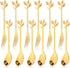 12pcs Stainless Steel Gold Leaf Coffee Spoon and Cake Fruit Forks Kitchen Accessory Wedding Party for Dessert, Salad, Appetizer, Spoon and Fork Se...