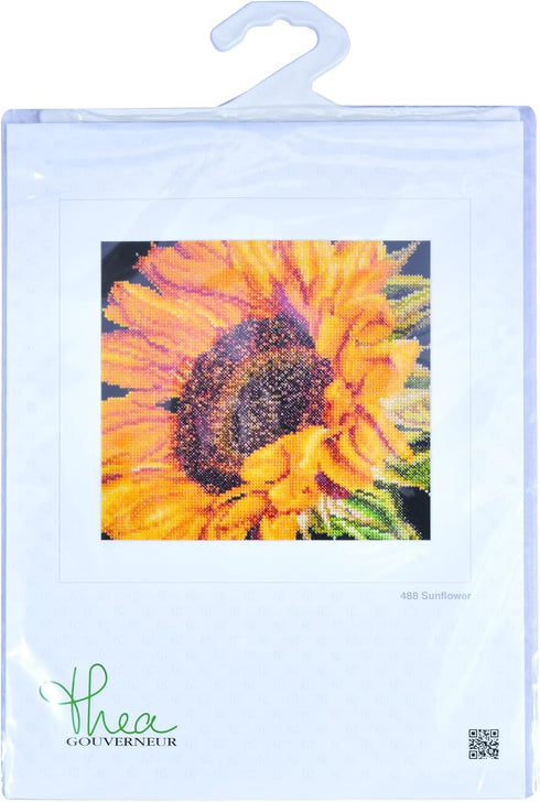 Thea Gouverneur - Counted Cross Stitch Kit - Sunflower - Aida - 18 count - Embroidery Kit for Adults - DMC Embroidery Threads and other Cross Stit...