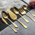 Berglander Stainless Steel Titanium Plated Flatware Serving Set, 6 Pieces, 5 Serving Sets of 45 Pieces Flatware With 1 Cake Server, Shiny Golden S...