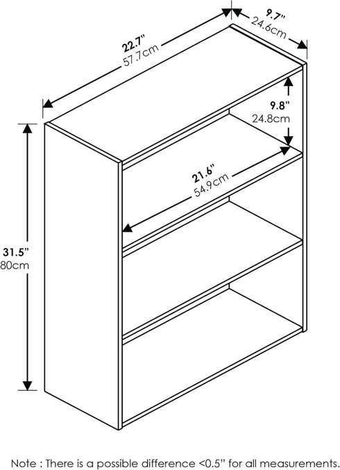 Furinno Pasir 3-Tier Open Shelf Bookcase, French Oak Grey...