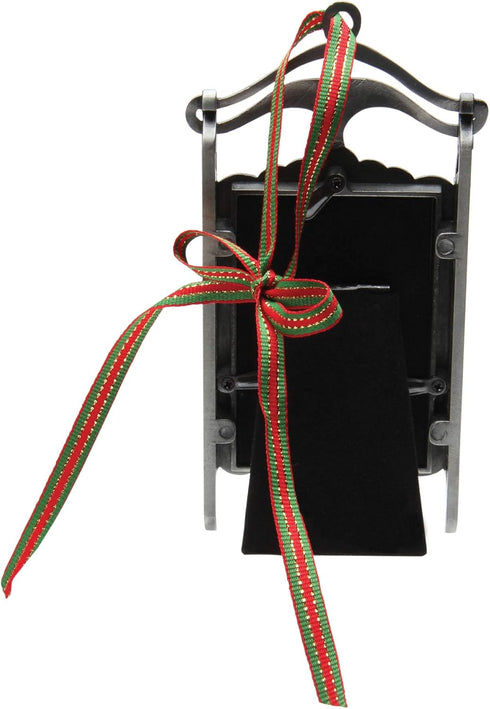 FINE PHOTO GIFTS Pewter Sled 2" x 3" Photo Ornament Picture Frame...