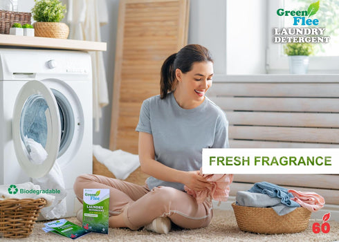 Green Flee Laundry Detergent Sheets-Fresh Fragrance-No Plastic Jug (60 Loads) 30 Sheets...