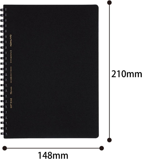 KOKUYO D Shaped Soft Ring Notebook, 5mm Grid Ruled, 70 Sheets, A5, Black, Japan Import (SU-SV437S5-D)...