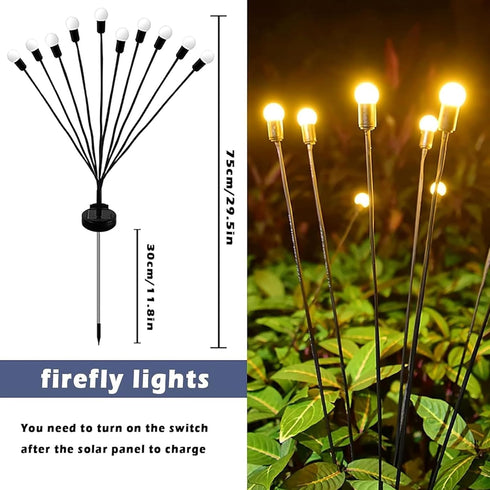 2 Pack Solar Garden Lights, 10 LED Solar Firefly Light Outdoor Waterproof, 8 Modes Solar Outdoor Lights, Swaying Solar Garden lights for Landscape...