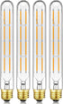 Leools T10 Led Long Bulbs 8W,E26 Dimmable Tubular Bulb,Equivalent 75 Watt, E26 Edison Style Vintage LED Filament Light Bulb,2700K Warm White,8.9in...