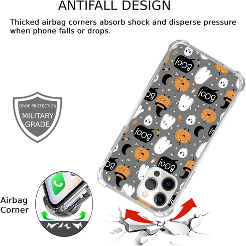 Cute Halloween Ghost Case Compatible with iPhone 14 Pro, Witchy Pumpkin Halloween Boo Case for iPhone 14 Pro for Teens Men and Women, Trendy Cool ...