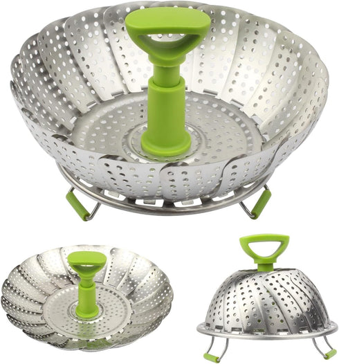 1 piece Steamer Basket, 5.5" to 9" Stainless Steel Vegetable Steamer Basket,Folding Expandable Steamers for Steaming Cooking...