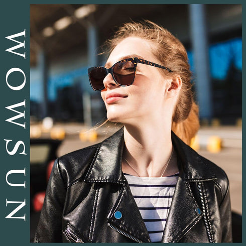 WOWSUN Large Polarized Cat Eye Sunglasses for Women...