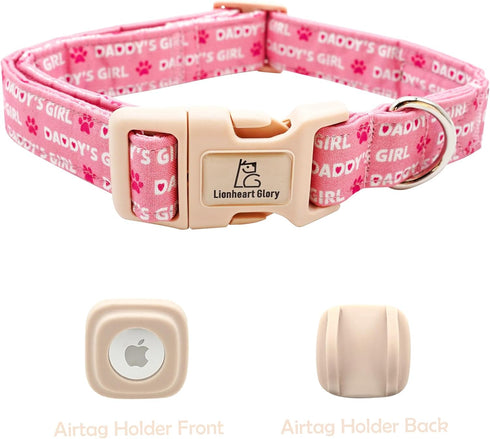 Lionheart glory Airtag Dog Collar Valentine's Day Collar for Large Dogs, Pink Dog Collars with Airtag Hloder Spring Dog Collar Heavy-Duty Pet Coll...