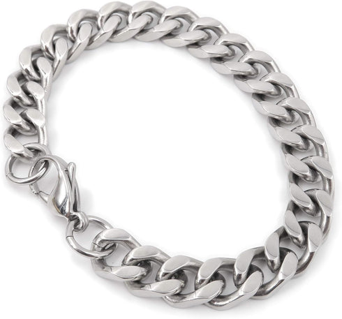 Steelmeup Stainless Steel Simple Curb Cuban Link Chain Bracelet For Men 6mm 8mm 10mm 12mm 7inch 8inch 9inch...