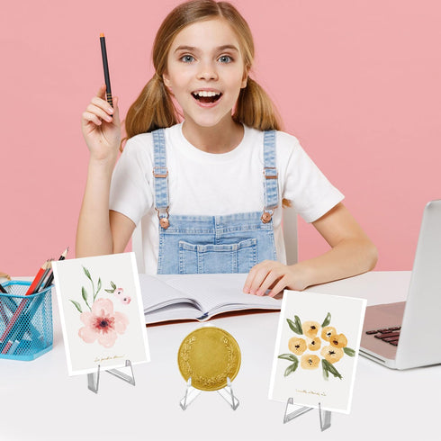 30pcs Card Display Stand, 2.2 Inch Small Transparent Card Holder Stand Acrylic Business Card Organizer Mini Clear Coin Easel Stand Desk Picture Ho...