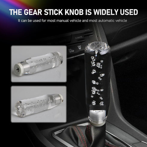 1 PC Car LED Luminous Crystal Gear Shifter, Personalized Crystal Bubbles with Colorful Lights Shift Knob, 5.9" Cool Shift Head, Universal for Cars...
