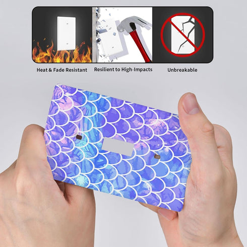 Purple Mermaid Scales Single Toggle Light Switch Plate Cover Decor Wall Plate Cover For Home Bedroom Kitchen Decorative 4.5 * 2.76 Inches Standard...