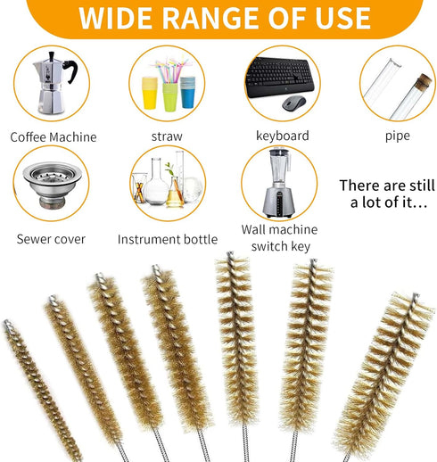 7pcs Brass Wire Tube Brushes Bottle Brush Set,11Inch Long Wire Brushes for Cleaning,Wire Pipe Cleaner Bore Brush Cleaning for Tubes,Bottle,Keyboar...