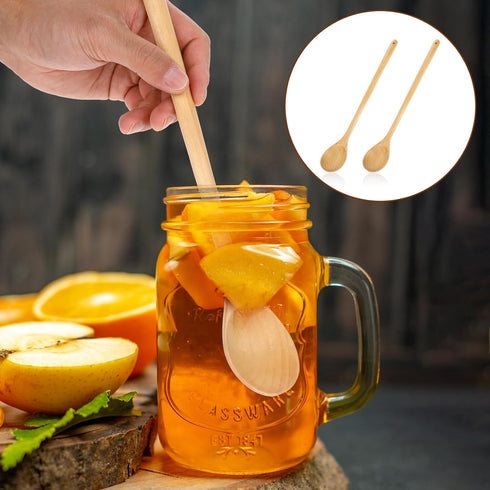 2 Pieces Wooden Cooking Spoons Bamboo Cooking Spoon Non Stick Cookware Serving Spoon Kitchen Utensils Long Handle Wood Spoon for Stirring, Flippin...