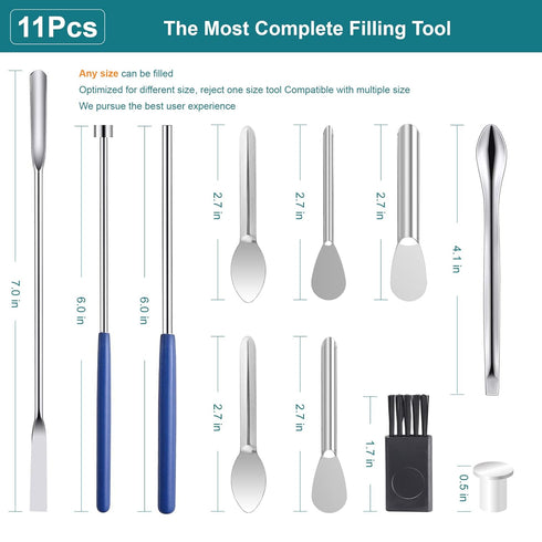 All Sizes Capsule Filling Machine Kit for Pill Filler # 000 00 0 1 2 3 4 5-11Piece Micro lab Spoons Spatula Tool for Gel Capsules Empty Quickly Fi...