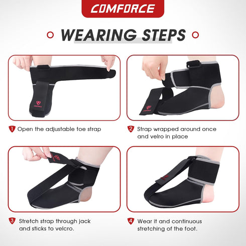 Plantar Fasciitis Night Splint Socks, Adjustable Plantar Fasciitis Brace for Foot Drop, Achilles Tendonitis, Heel Spur, Pain Relief, Black(Medium)...