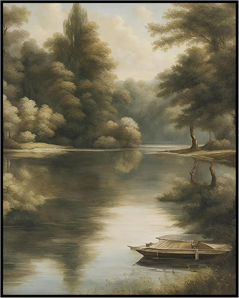 Posterizer 1 pcs- lake scene-nature-oil painting style 2-Landscape & Nature Art-Floral Botanical Art- Decor for Home & Office- unframed wall art...