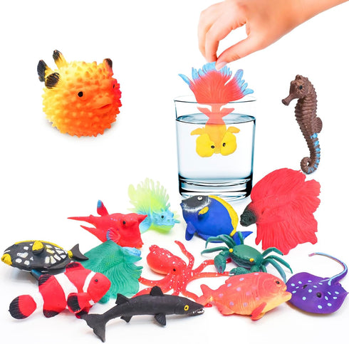 10Pcs Fish Toys Animal Figure Bath Toys, Color Changing Toys Sea Animal Toys, Sea Creatures Toys for Kids 3 Years and up, Water Table Toys for The...