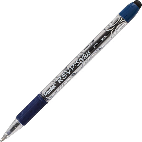 Pentel Rsvp Stylus Ballpoint Pen, Medium Line, Blue Ink, Pack of 2 (BK91LBP2C)......