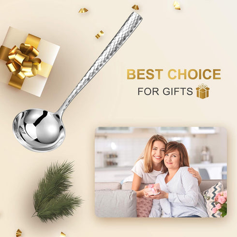 KEAWELL Unique 7.5 inch Small Hammered Sauce ladle, 1 oz. 18/10 Stainless Steel Gravy Soup Ladle. Solid and Sturdy, Dishwasher Safe (1)...