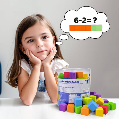 Foam Counting Blocks, 105 Pieces 1 Inch Soft Rainbow Math Counters Cubes, Math Manipulatives Preschool, Classroom Learning Supplies, Stacking Bloc...