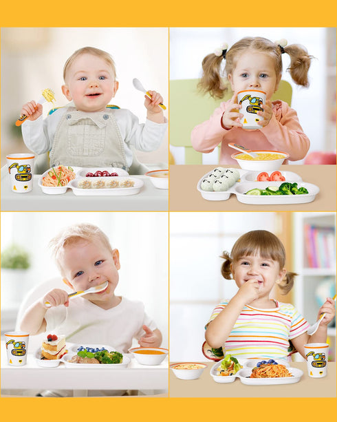Lehoo Castle Kids Plates and Bowls Sets, Kids Dinnerware Set Includes Plate, Bowl, Cup and Tableware, Made of Durable Material, Perfect for Child,...