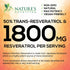 Resveratrol 1800mg Per Serving - Potent Antioxidants for Immune Support - Extra Strength Trans-Resveratrol Supplement Supports Healthy Aging & Hea...