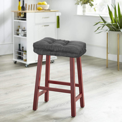 baibu Stool Cushion Rectangular, Super Soft Bar Stool Cushion Saddle Stool Pad with Ties - 1 Pad Only (Gray-Black, 18x9.5x1.5in)...