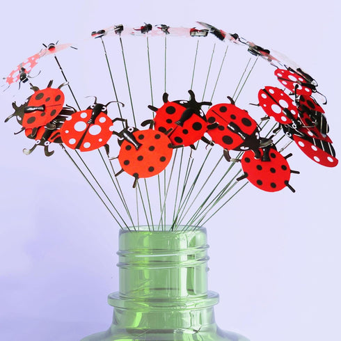3D Decorative Ladybug Stakes Garden Ladybird Decorations for Yard Patio Lawn Plant Flower Pot Decor, 20 Pcs...