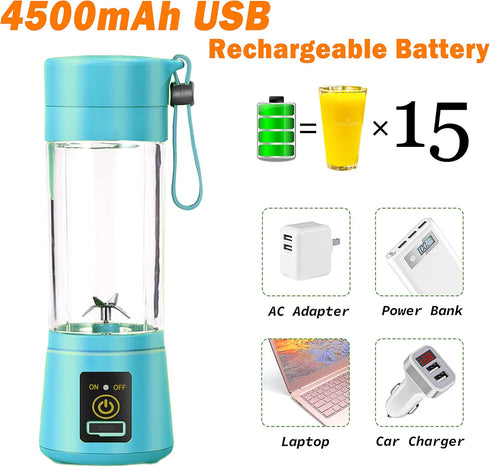 Portable Blender, USB Rechargeable, 6 Stainless Steel Blades, Mini Blender for Kitchen, Travel and Sport...